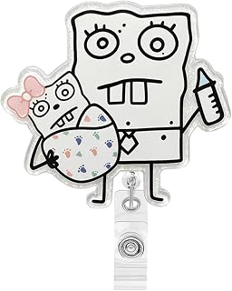 Cute Spongebob Badge Reel Hospital ID Retractable Holder with Clip for L&D