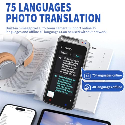 Image of AI Language Translator Device | Support for 138 Languages | Real Time | Offline /Online Instant Two Way Voice and Photo Translation | 4 inch Touchscreen for Travel, Business, and Language Learning
