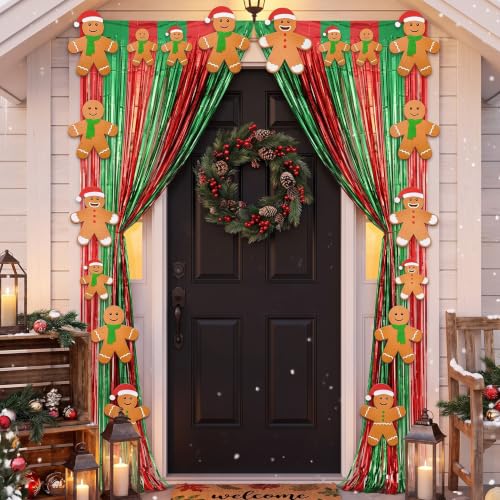 27pcs Gingerbread Christmas Party Decorations Set, Xmas Photo Backdrop Kit
