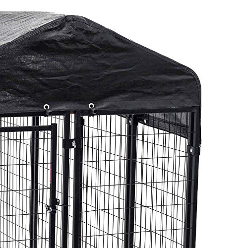 Lucky Dog 8ft x 4ft x 6ft Large Outdoor Dog Kennel Playpen Crate with Heavy Duty Welded Wire Frame and Waterproof Canopy Cover, Black (4 Pack) - Thumbnail 2