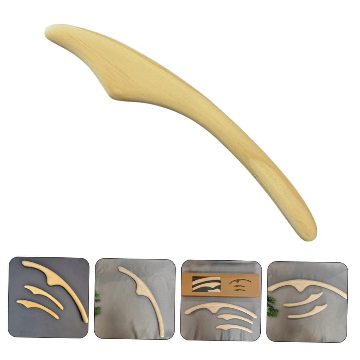 COLLBATH Natural Wood Massage Stick Gua Sha Tool for Face Wrinkle Reducing Massager Safe for Home Salon Use