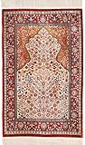 Flor: Seide, Kette: Seide Nain Trading Hereke Seide 103x63 Orientteppich Teppich Beige Handgeknüpft Türkei