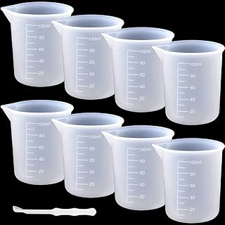 DIFIT Lot de 8 gobelets doseurs 100 ml en silicone pour résine époxy, mélangeurs, pour mélanger la résine, époxy, moules d...