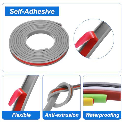 QUARKZMAN U-Form Kantenband, 9,8ft x 3/5in TPE Selbstklebende Furnierkante, Sperrholz Kantenabschluss Flexibler Möbelkantenschutz für Arbeitsplatte Schrankregal Reparatur (Grau).
