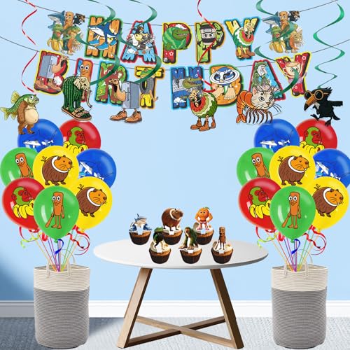 Italian Brainrot Birthday Party Decorations Set with Happy Birthday Banner,Tralalero Tralala Capybara Hanging Swirls Cutouts Fun Cartoon Animal Theme by TJLMCORP - Used condition - Image 6