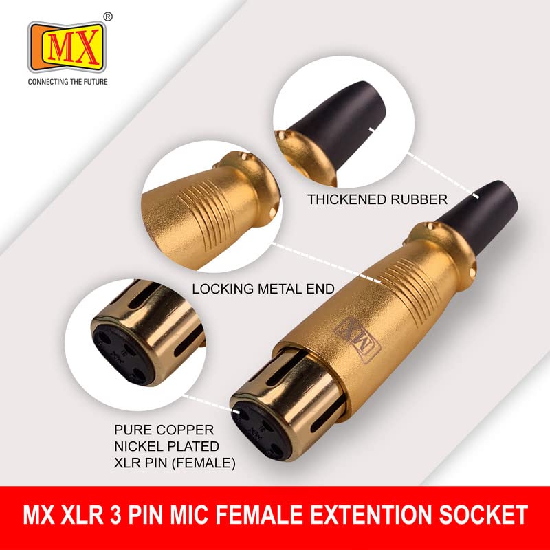 Image of MX 3 Pin XLR connector Microphone Connector pin Pure Copper Nickel Plated Pins1 for High Conductivity microphone cable connector PERENT (3 Pin, Pack of 2, Female Connector)
