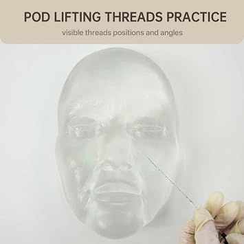 Clear Facial Injection Training Mannequin, PDO Thread Facelift Demonstration Head Model, Transparent Manikin Face Injection Model for Aesthetic Training
