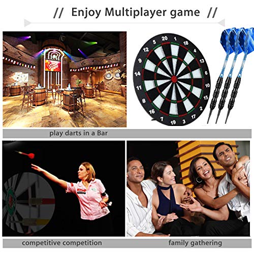 sanfeng Professional Soft Tip Darts Set 20 Grams W/O-Rings- 30 Darts Plastic Tip + Blue Aluminum Shafts + 6 Standard Flights + Portable Case for Electronic Dart Board