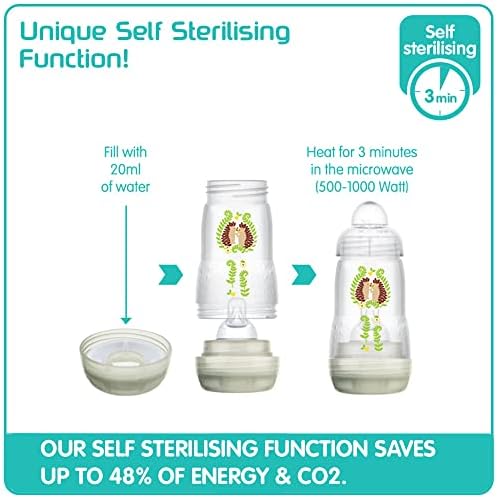 MAM Easy Start Self Sterilising Anti Colic Starter Set, Newborn Bottle Set and Soother, Newborn Essentials, Blue (Designs May Vary)