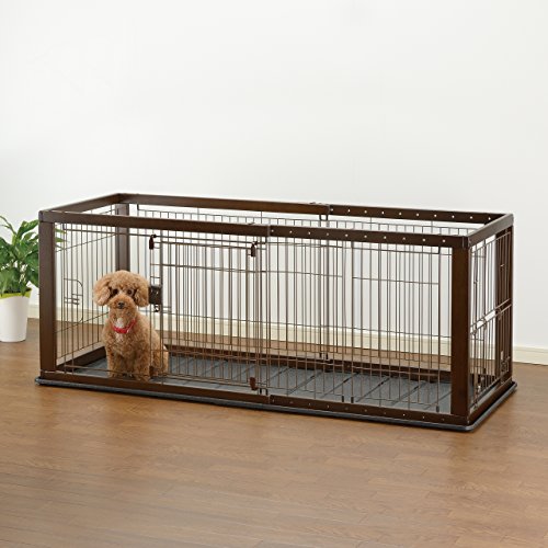 Richell Expandable Pet Crate With Floor Tray, Medium, Dark Brown #TOP2