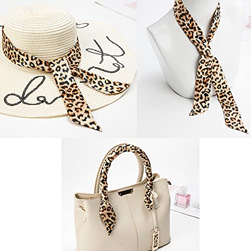 Nasoperfect 3 Pcs Bag Handbag Handle Ribbon Scarf Head Band Hairband Fashion Leopard Print Neck Scarf #TOP1