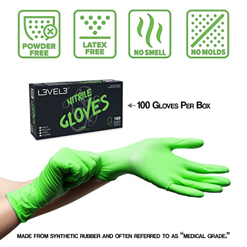 Image of L3 Level 3 Nitrile Gloves - Professional Heavy Duty Disposable Gloves - Latex Free - Fits Snug - Box of 100