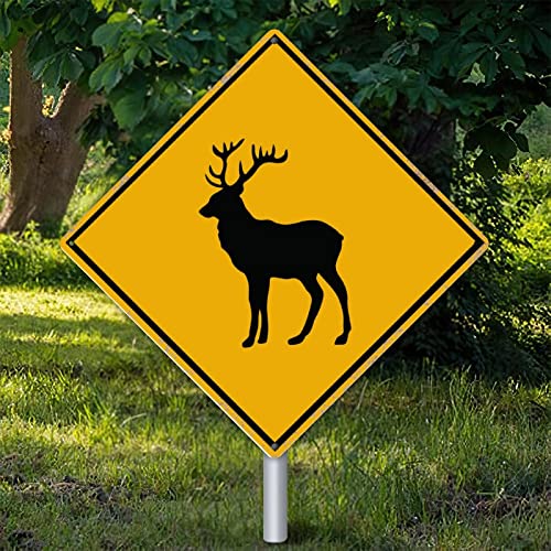 Panneau d'avertissement cerf en métal robuste finition vintage