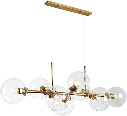 Amazon Co Jp ダイニングリビングルームに適したシャンデリアシンプルな雰囲気の魔法の豆のシャンデリア ガラスバブルボールシャンデリア E27工業用メタルモダンクリエイティブ110cmシャンデリア 8ヘッドのゴールド透明ランプ ホーム キッチン