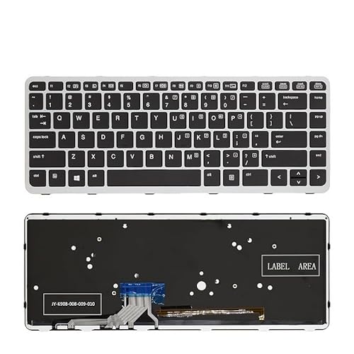 HP EliteBook Folio 1040 G1 G2 シリーズ ノートパソコン用 バックライト付きキーボード (米国ロシア語) 736933-001 739563-001(US New Silver light)