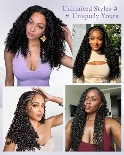 Wigcool Human Crochet Hair for Black Women 20Inch 120g Burmese Curly Crochet Human Hair 100Strands Bundles Pre-Separated Feather Crochet Human Hair Miracle Knots Hair Natural Black — view 6