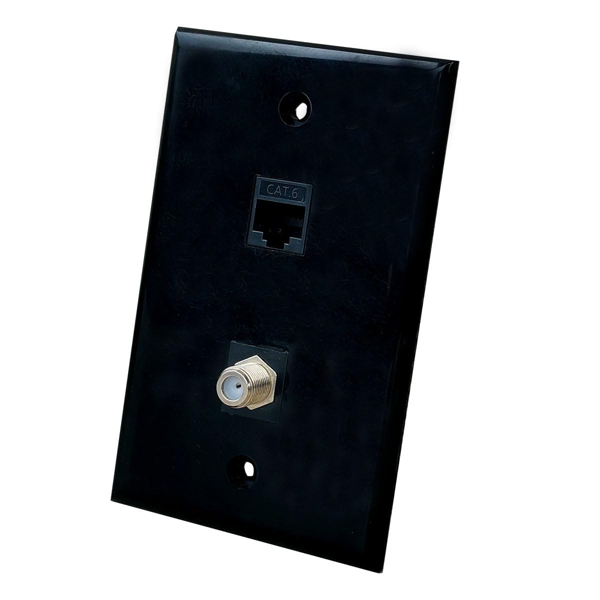 Ethernet Koax-Wandplatte schwarz – Cat6 RJ45 Koax Netzwerk Wandplatte Buchse auf Buchse – 1 CAT6-Stecker + 1 TV-Koax-Kabel/F-Stecker