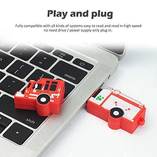 Image of 32GB USB Flash Drive Cute Fire Engine Shaped Memory Stick Novelty Thumb Drives USB Data Storage