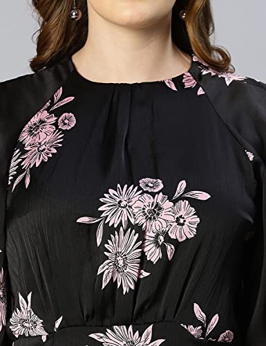 Image of oxolloxo Women Polyester Flared Puff Sleeves Floral Casual Dress
