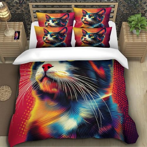 Housse de couette chat hypoallergénique contre allergies lit enfant - 5