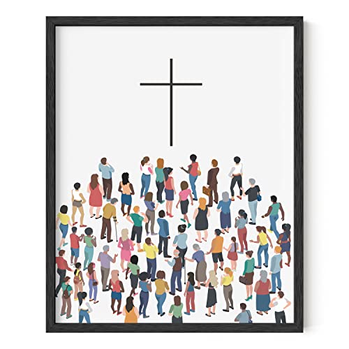 HAUS AND HUES Cross Wall Decor - Religious Inspirational Art, Religious Cross Poster, Church Artwork Crosses, Faith Home Display (Black Frame, 16x20)