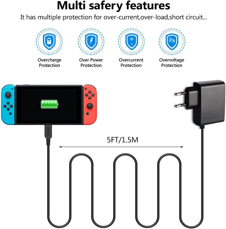 OSTENT EU Power Supply Wall & Travel Charger Adapter for Nintendo Switch Console Model EU Plug : Video Games