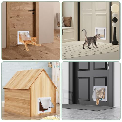 Cat Tür- 4-Wege-Verriegelungsoption, wetterfeste und sichere Cat Klappe mit einfachem Installationssatz für Innen-/Außentüren und Wände（Größe: L）