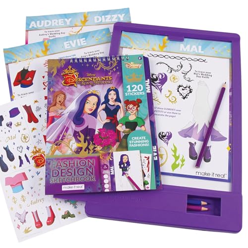 Make It Real - Disney Descendants Royal Wedding Sketchbook with Tracing Light Table. Fashion Design Tracing and Drawing Kit for Girls by Make It Real - Used condition - US$11.15