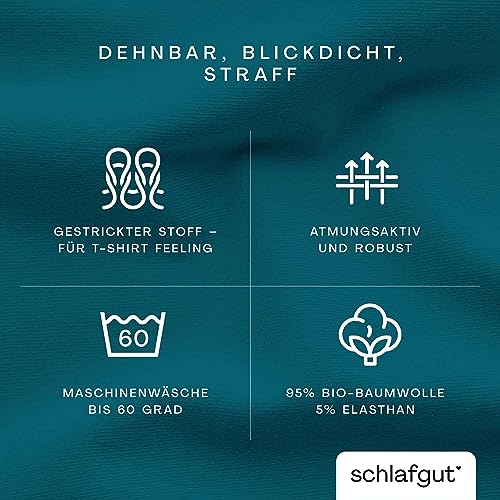 schlafgut Pure Topper Spannbettlaken 180x200 cm Bio-Baumwolle, Petrol Deep – Ansicht 3