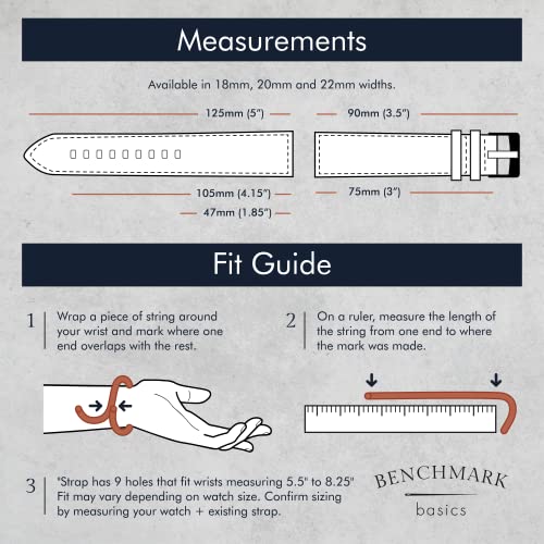Image of Benchmark Canvas Watch Band - Quick Release Cotton Fabric Watch Straps for Men & Women (20mm, Black)