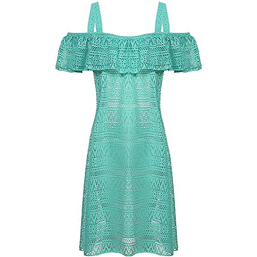 Jimmy Baha·mas Cover-Ups For Girls Swimwear Off Shoulder Ruffled Hollow Beach Dress Cover Up For Kids (Green, 10) #TOP7