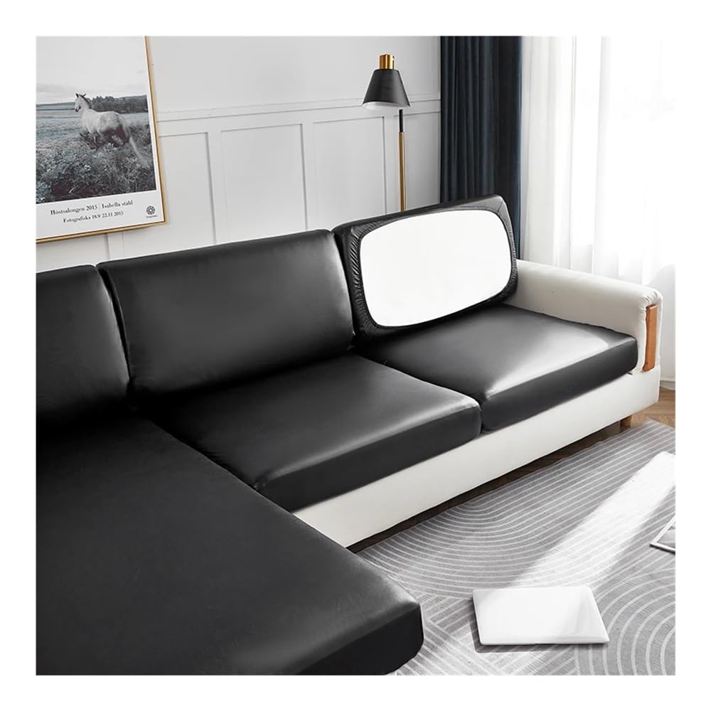 Housse de coussin extensible en similicuir pour salon familial avec enfants