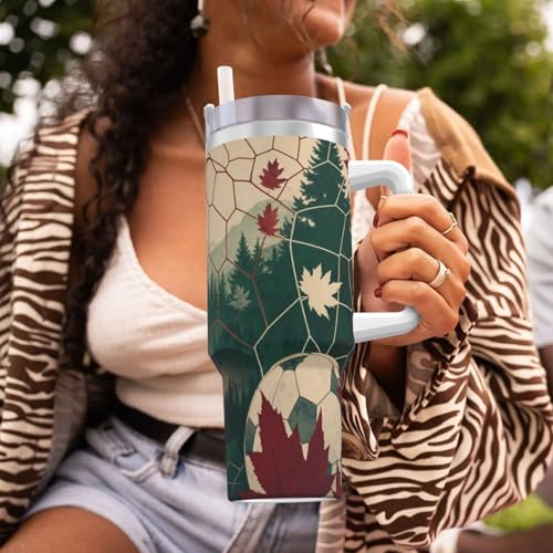 Vaso aislado de 40 oz con asa, botella de agua reutilizable y taza de café 8