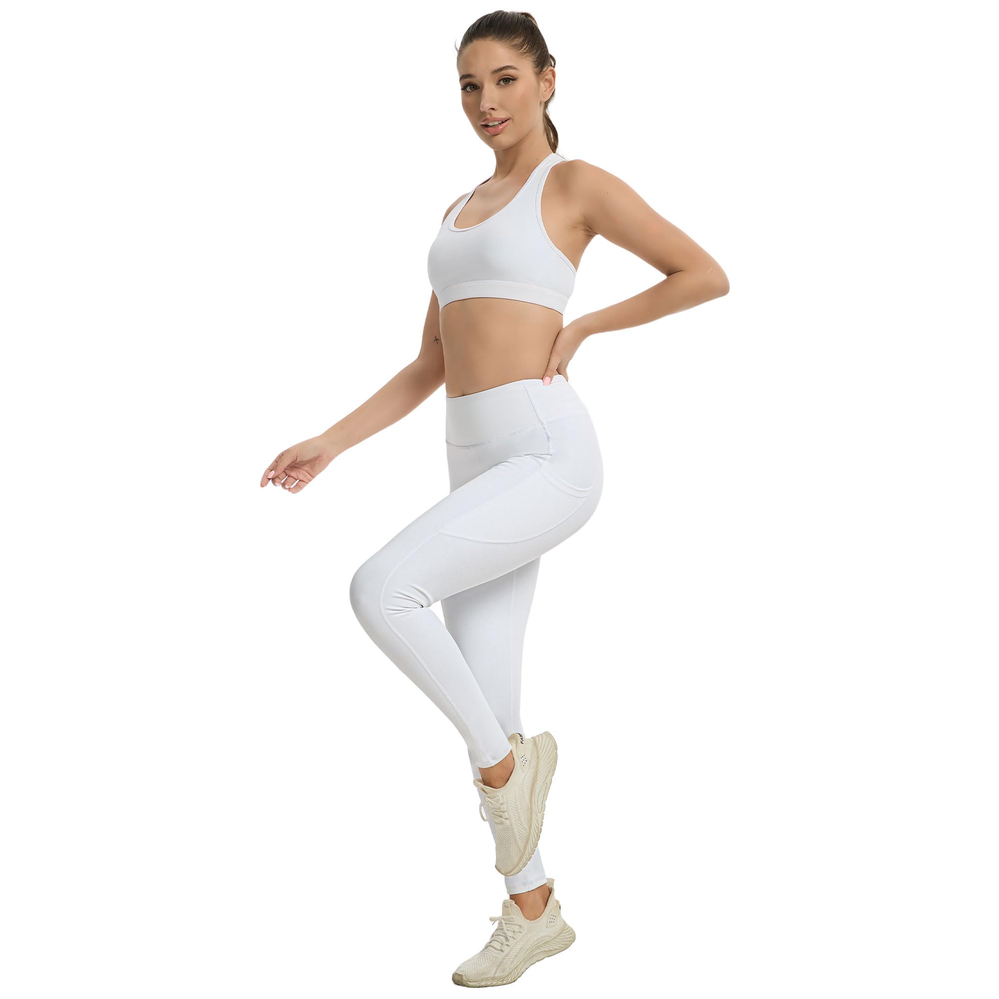 adorence Legginsy Damskie z Kieszeniami, Legginsy Gimnastyczne dla Kobiet, Legginsy Sportowe Nieprzezroczyste, Spodnie do Jogi z Wysokim Stanem