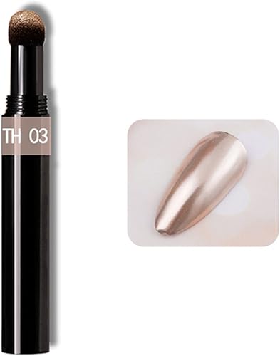 Miniatura 7 de RoseFlower - Juego de 6 bolígrafos metálicos de polvo para uñas color oro rosa cromado, pigmento para arte de uñas, brillo brillante, con efecto