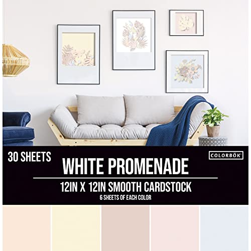 Colorbok 12X12In Smooth Cardstock White Promenade, Multi-Colored #TOP5
