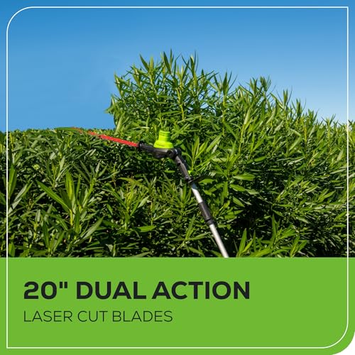 Image of Greenworks 60V 20 inch Brushless Cordless Battery Powered Pole Hedge Trimmer, 2.0Ah Battery and Charger Included