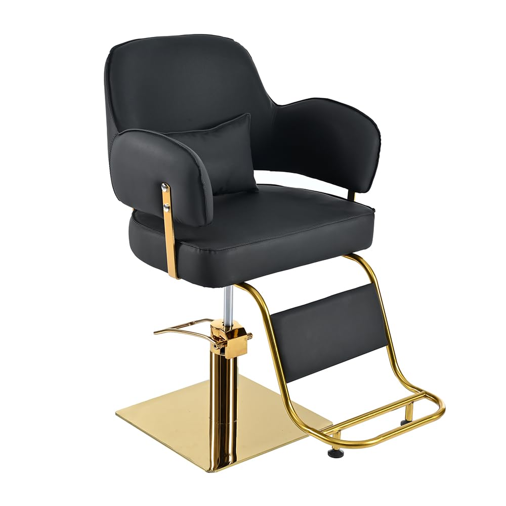 Poltrona da Barbiere Leggera, Lussuosa, Nera, Resistente, con Altezza Regolabile, per Attrezzature per Centri estetici e Spa, con Portata Fino a 330 libbre.