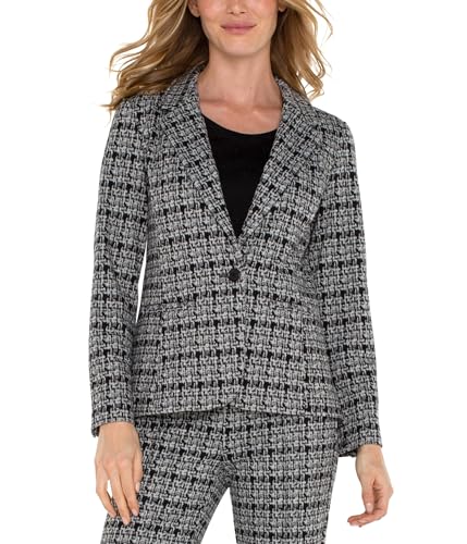 Liverpool Women's Fitted Blazer Plaid Knit