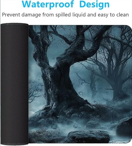 Grand bureau gaming mouse pad Lune Forêt grand tapis souris design