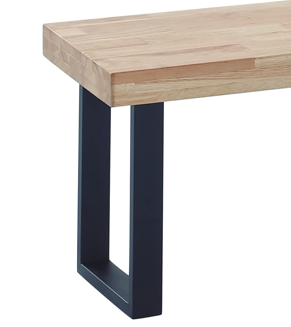 Home Heavenly® - Banco de Madera Roble Macizo Darek, Banco para Comedor y Cocina, Estilo Industrial, Pata Metal U. 120x47x34 cm. (Roble Nordish - Pata Negra)