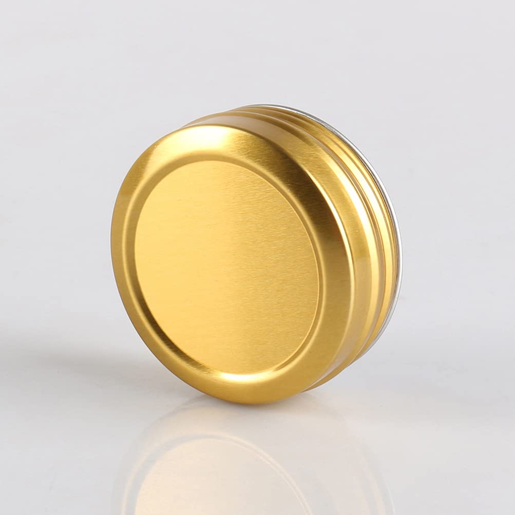 100 Pièces 30 ml Vide Rond Or Pots en Aluminium Cosmétiques Pot Canettes Bocaux Conteneurs 5ml for Fait Main Bougies Crème Baume Voyage, 3x aluminium cuillère, 100x Étiquettes