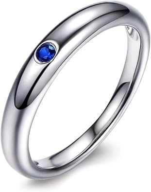 Kardy Simple Design Genuine Natural Blue Sapphire Real Diamond for Women Promise Wedding Engagement Band Ring Set