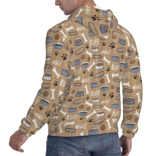 Sweat à capuche épais homme os de chien motif mignon et décontracté - 3