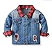 Boys Fashion Denim Plaid Jacket Toddler Kids Patchwork Jean Jacket Color Block Crop Button Down (Blue, 18-24 Months)