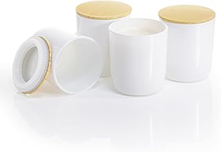 Aroparc Candle Jars for Candle Making 10oz U Base Tumbler Jars for DIY, Bulk Vessel - 12 Containers +12 Metal Lids - White
