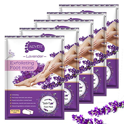 Foot Peel Mask 5 Pack，Exfoliation Spa Socks, Get Rid of Callus & Deadskin