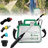 Risirica 2 Gallon Battery Powered Garden Sprayer,2025 Upgraded Electric Garden Sprayer with 3 Mist Nozzles,Adjustable Shoulder Strap & Retractable Wand,Electric Spray Bottle,Battery for Lawn,Yard