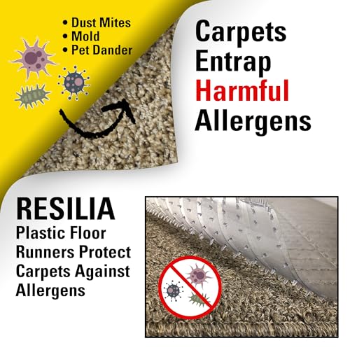 Resilia Industrial Deep Pile Carpet Runner - Crosshatch Pattern Non Slip Carpet & Rug Protector Mat, Waterproof Clear Plastic Vinyl Floor Covering, 30 Inches Wide x 25 Feet Long by RESILIA - Image 5