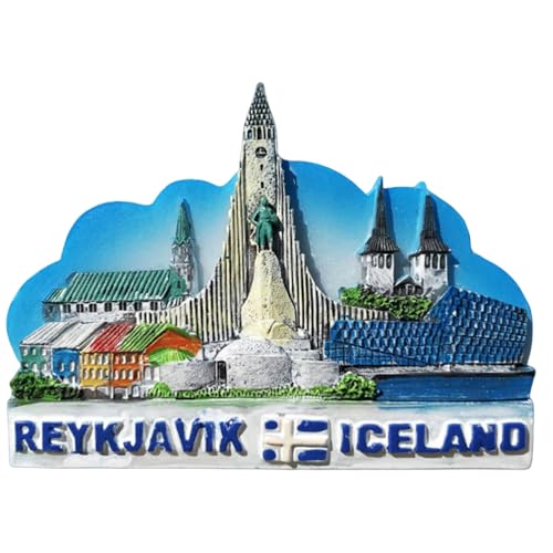 MUYU Craft Reykjavik Iceland Fridge Magnet Travel Souvenir Refrigerator Magnetic Sticker Hand Painted Craft